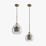Hessa Contemporary Golden Pendant Light, Glass, Globe/Cylindric