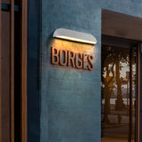 Ray Modern Minimalist Semi-elliptical Metal/Stone Outdoor Wall Lamp, Black/White