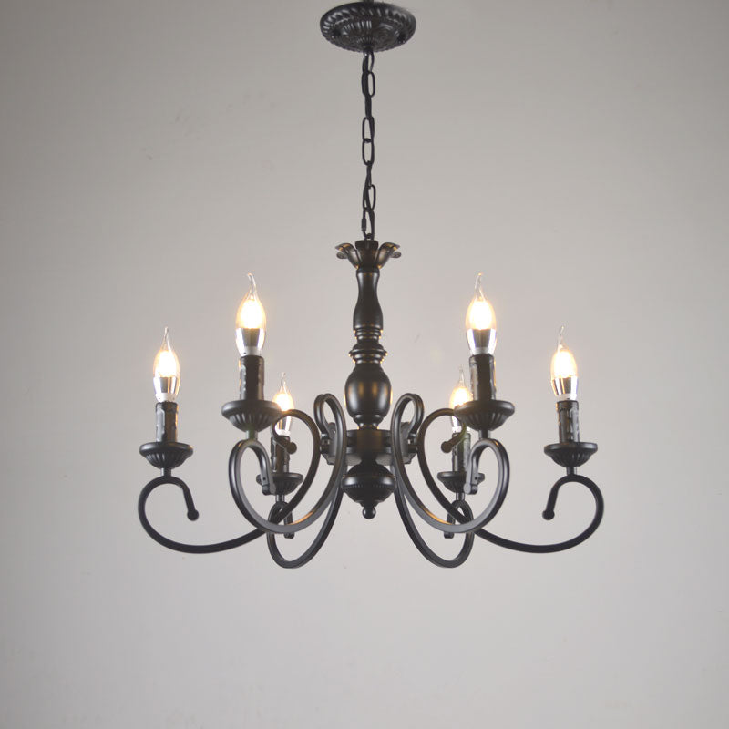 Silva Creative Retro Candle Chandelier Black Metal Bedroom