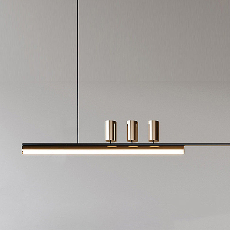 Aria Modern Long LED Pendant Light Black Metal Dining Room