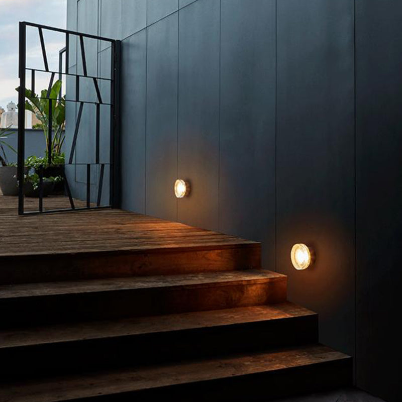 Ray Modern Mini Bubble Metal/Glass Outdoor Wall Lamp, Transparent