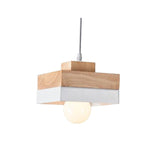 Aria Minimalist Black & White Wood Geometric Pendant Light