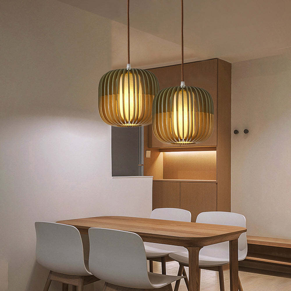 Muto Modern Birdcage Wood Pendant Light