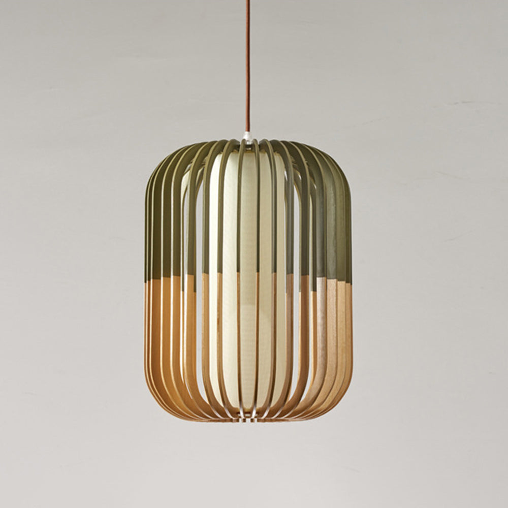 Muto Modern Birdcage Wood Pendant Light