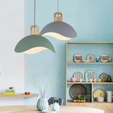 Valentina Colorful Shade Single Pendant Lights, Wood & Metal