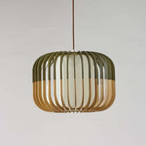 Muto Modern Birdcage Wood Pendant Light