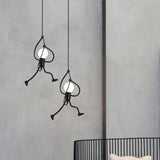 Miro Retro Modern Iron Man Pendant Light, Black