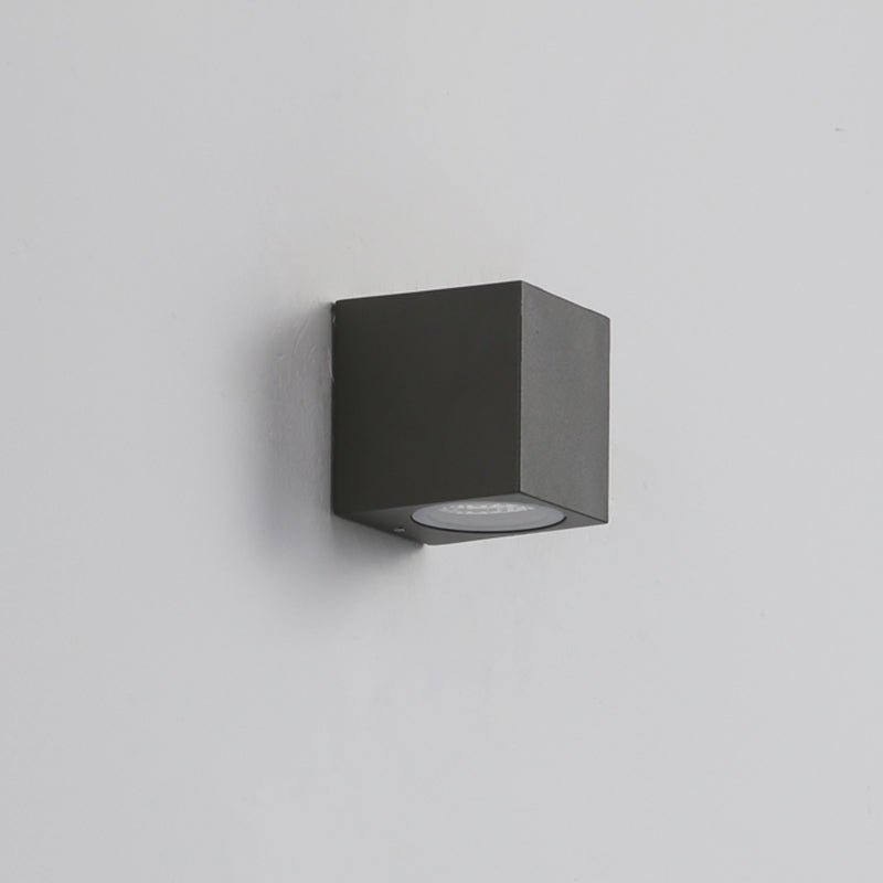 Tavon Minimalist Metal Square Outdoor Wall Lamp, Black