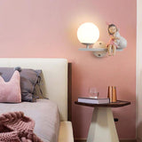 Aria Modern Metal/Glass Wall lamp, White & Pink