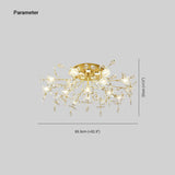 Arisha Art Deco Elegant Golden Crystal Flower Flush Mount Ceiling Light