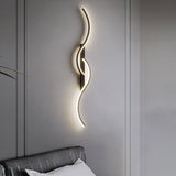 Lumor Modern Linear Wave Bedroom Wall Lamp, Black/Gold