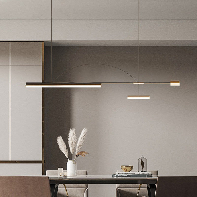 Aria Modern Long LED Pendant Light Black Metal Dining Room