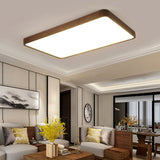 Muto Modern Geometric Walnut LED Flush Mount Ceiling Light