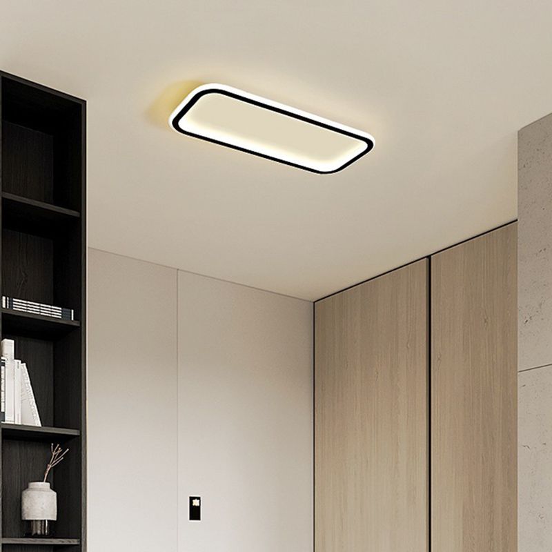 Arisha Minimalist Flush Mount Black Frame Rectangular Ceiling Light