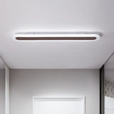 Arisha Minimalist Oval Linear Flush Mount Ceiling Light, White/Coffee