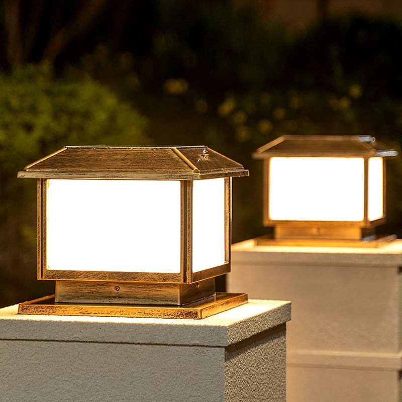 Ray Vintage Rectangle Metal Outdoor Solar Lamps, Black/Bronze