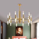 Kristy Modern Cylindrical Metal Chandelier, Gold