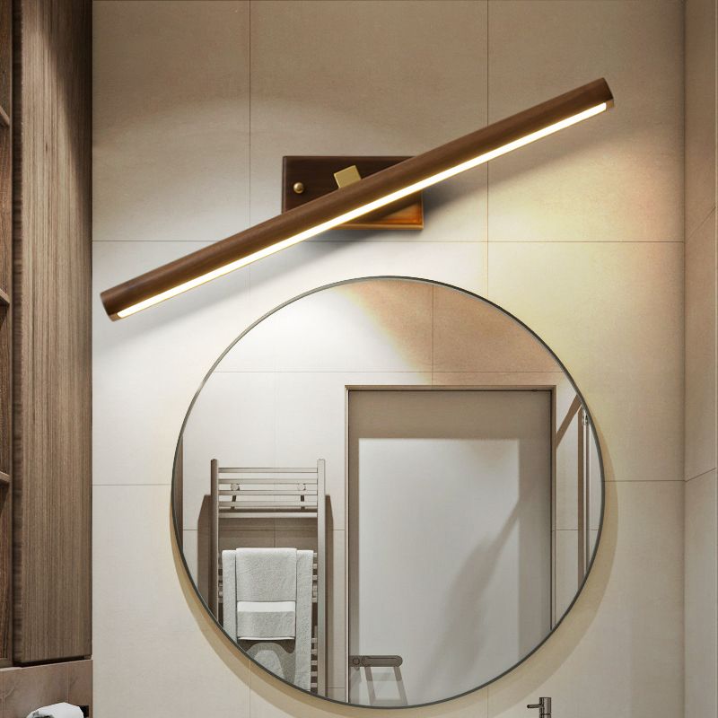 Muto Vanity Rotatable Mirror Front Vanity Wall Lamp, Wood