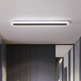 Arisha Minimalist Oval Linear Flush Mount Ceiling Light, White/Coffee