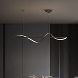 Zelin Pendant Light Wave Minimalist Designer, Metal, Brass/Black