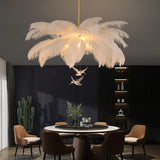 O'Moore Ostrich Contemporary Elegant Feather Chandelier, White