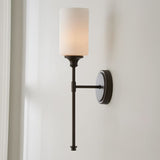 Tiffany Nordic Vanity Metal Glass Minimalism Wall Lamp, Black/Silver