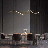 Zelin Pendant Light Wave Minimalist Designer, Metal, Brass/Black