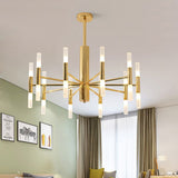 Kristy Modern Cylindrical Metal Chandelier, Gold