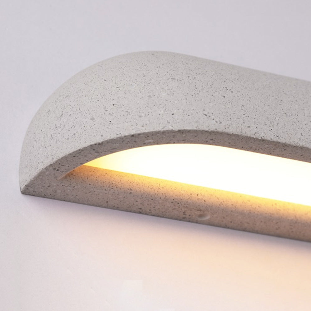 Ray Modern Minimalist Semi-elliptical Metal/Stone Outdoor Wall Lamp, Black/White