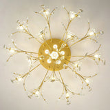 Arisha Art Deco Elegant Golden Crystal Flower Flush Mount Ceiling Light