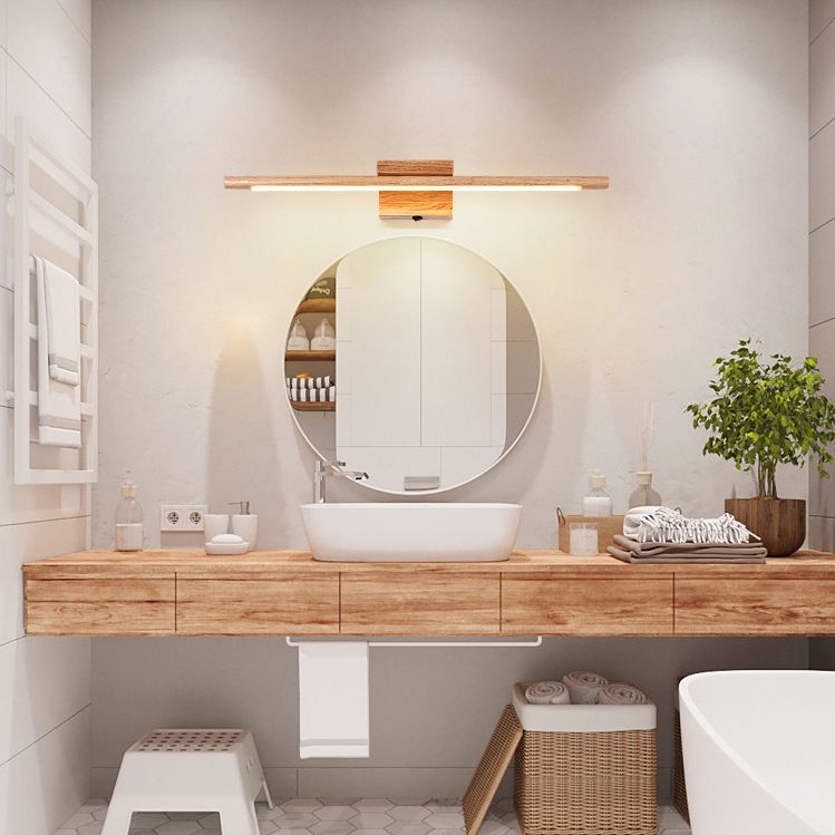 Muto Nature Wood Linear Mirror Front Vanity Wall Lamp
