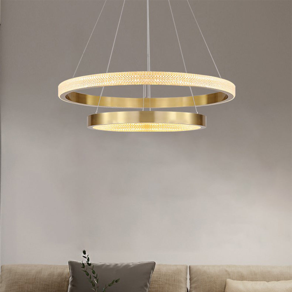 Kristy Modern Ring Metal/Arcylic LED Pendant Light, Black/Gold
