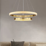 Kristy Modern Ring Metal/Arcylic LED Pendant Light, Black/Gold