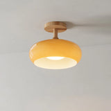 Valentina Flush Mount Ceiling Light Cup Minimalist Wood/Glass White/Orange