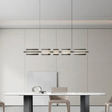 Arisha Modern Nordic Linear Copper/Glass Pendant Light, Brass/Black