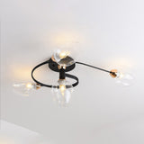 Valentina Flush Mount Ceiling Light, Glass, Black/Gold, Dining Room