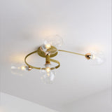 Valentina Flush Mount Ceiling Light, Glass, Black/Gold, Dining Room