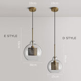 Hessa Contemporary Golden Pendant Light, Glass, Globe/Cylindric