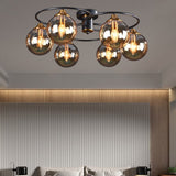 Valentina Nordic Bubble Glass Ceiling Light, Gray/Amber