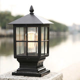 Etilo Modern Metal Glass Lantern LED Outdoor Light Post