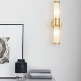 Kristy American Cylindrical Elegant Gold Glass/Metal Vanity Wall Lamp