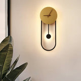 Arisha Nordic Clock Wall Lamp, Gold & Black