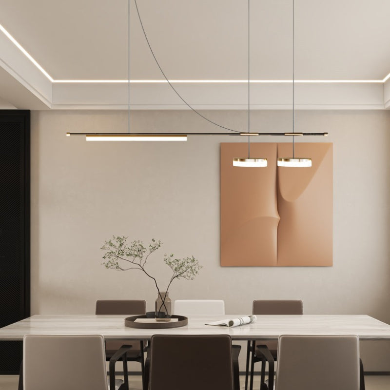 Aria Modern Long LED Pendant Light Black Metal Dining Room