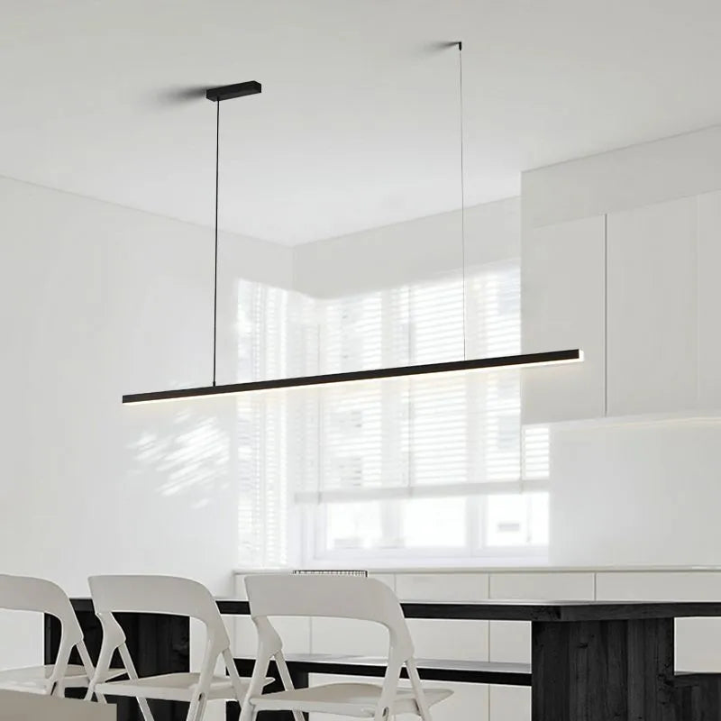 Arisha Minimalist Linear Metal Pendant Light, White/Black