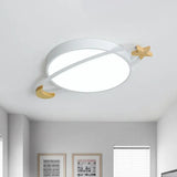 Arisha Modern Round Flush Mount Ceiling Light, Grey/White/Green