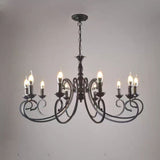 Silva Creative Retro Candle Chandelier Black Metal Bedroom