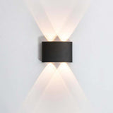 Tronix Modern Rectangular Metal Outdoor Wall Lamp, Black/White, Water-wave