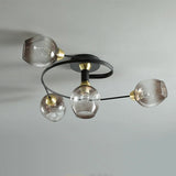 Valentina Flush Mount Ceiling Light, Glass, Black/Gold, Dining Room