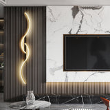 Lumor Modern Linear Wave Bedroom Wall Lamp, Black/Gold