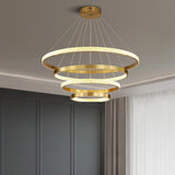 Kristy Modern Ring Metal/Arcylic LED Pendant Light, Black/Gold